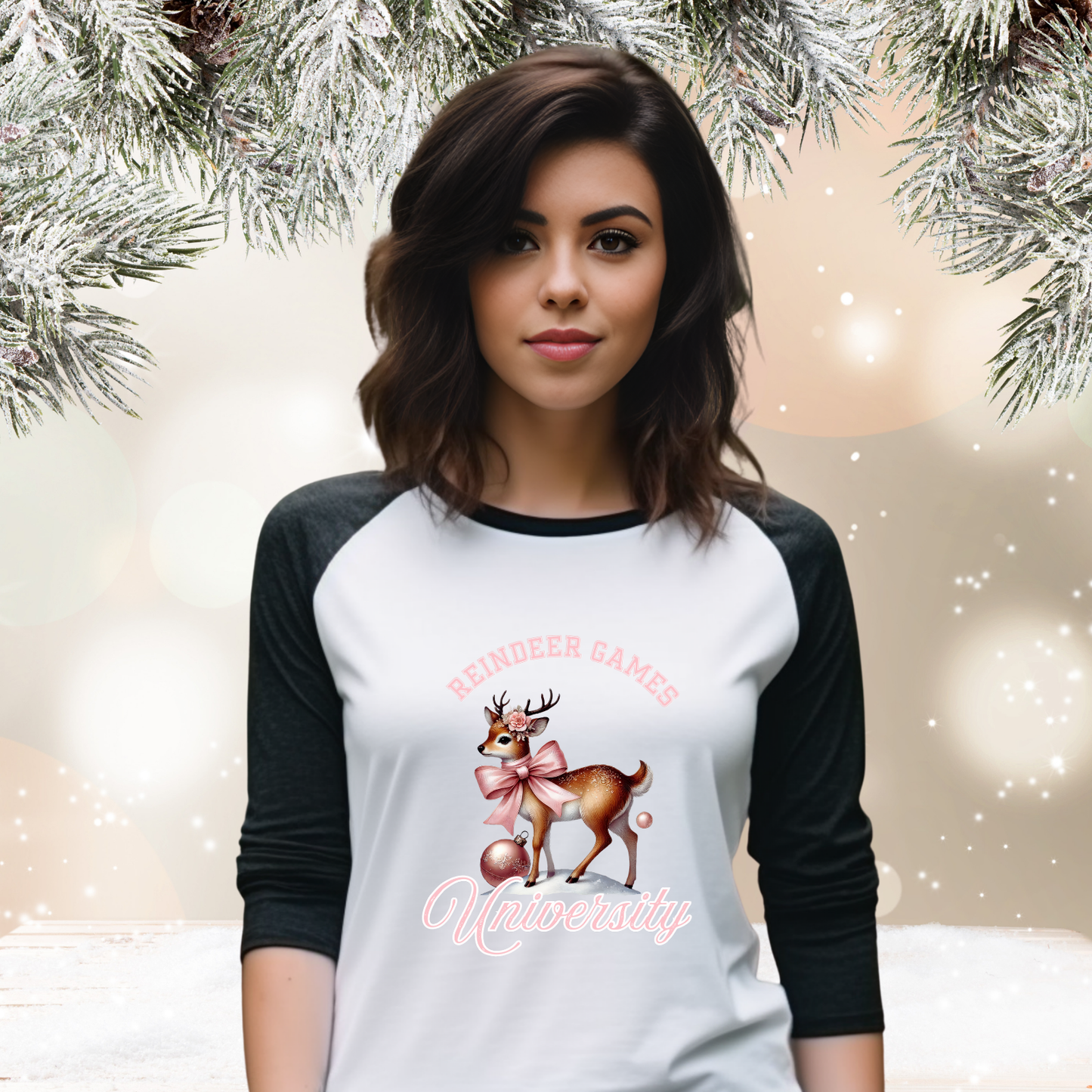 Reindeer Games University Baseball Tee