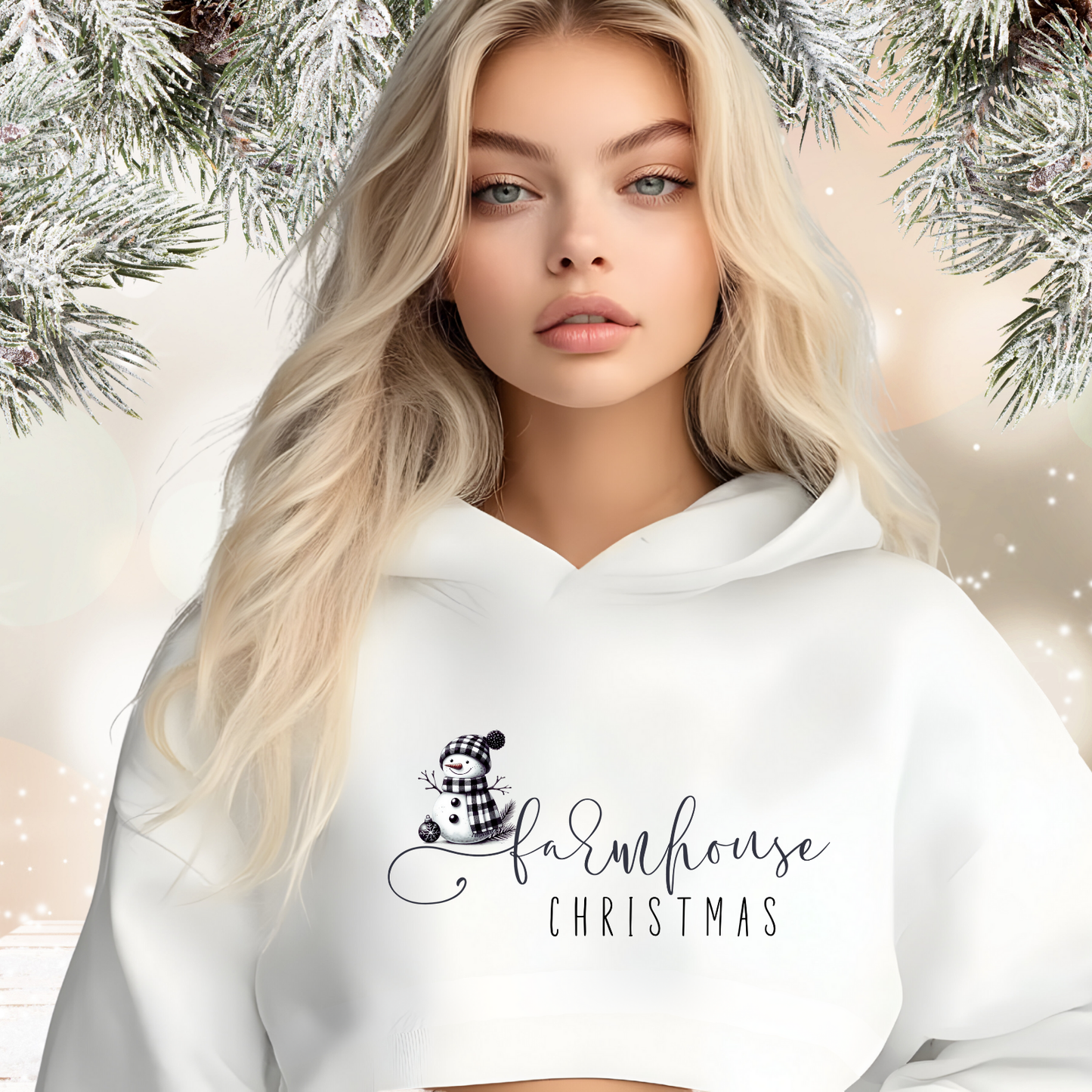 Farmhouse Christmas Crop Hoodie