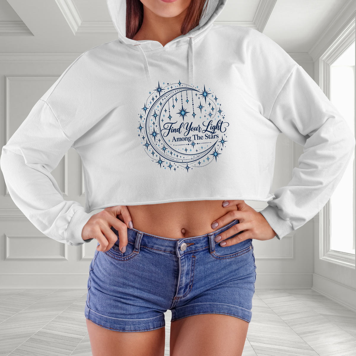 Find Your Light Among The Stars Crop Hoodie