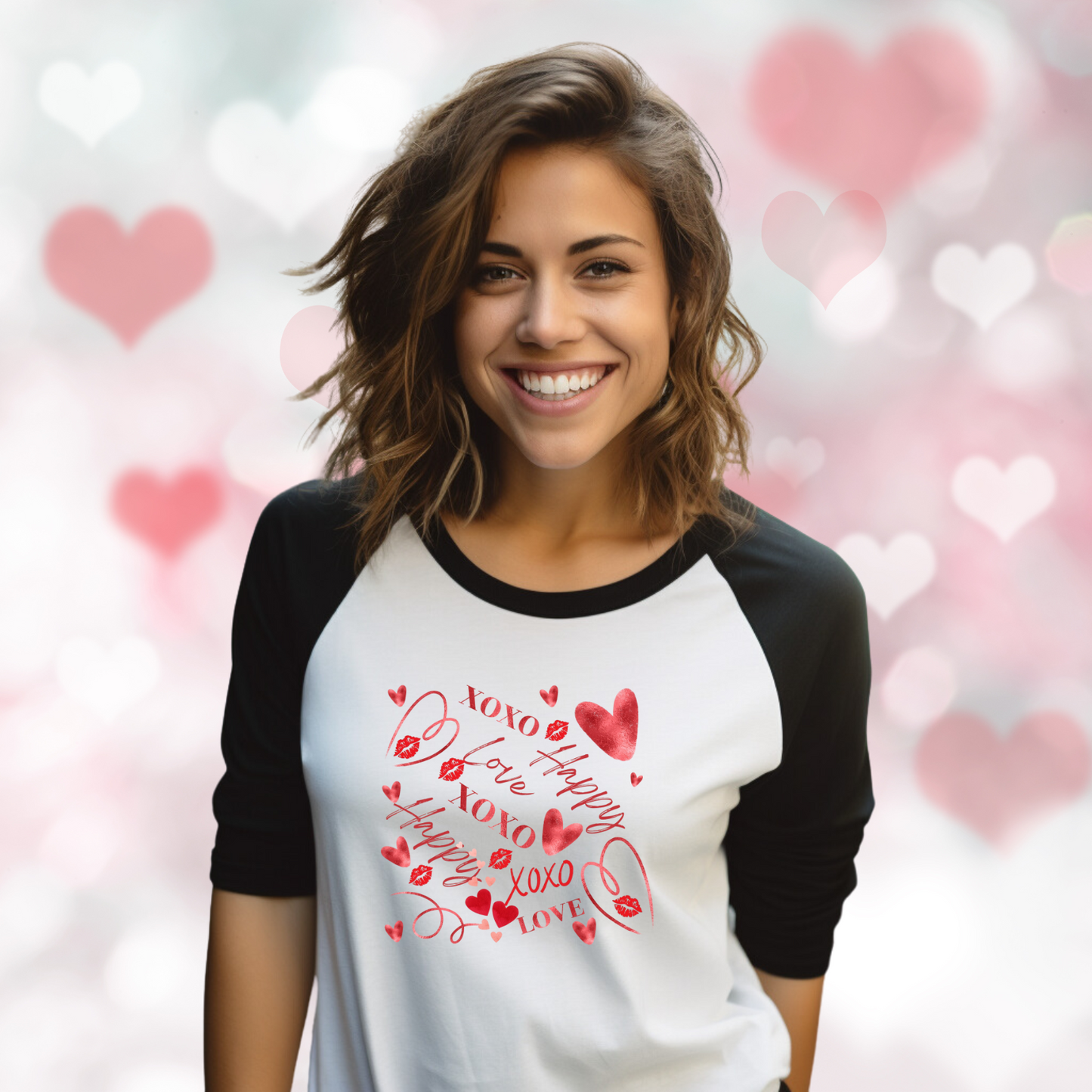 Valentine Word Art Baseball Tee