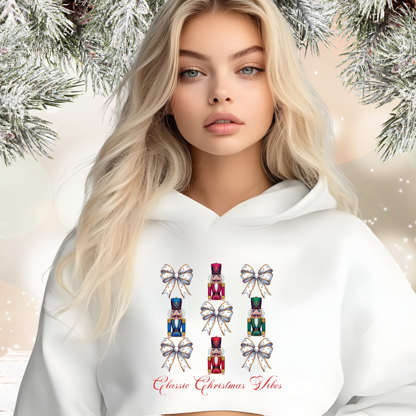 Classic Christmas Vibes Crop Hoodie