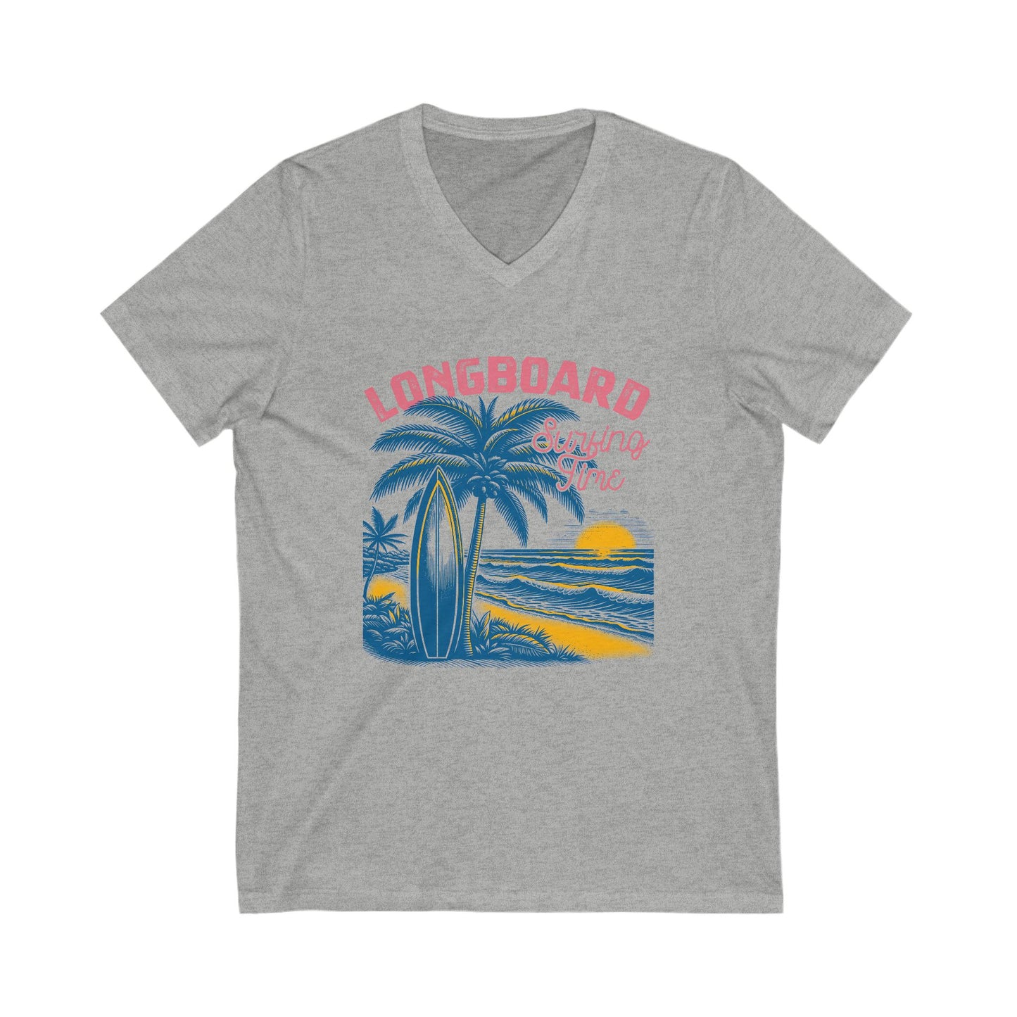 Longboard Surfing V-Neck Tee
