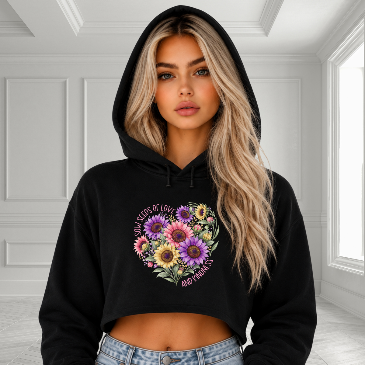 Sow Seeds Of Love And Kindness Crop Hoodie
