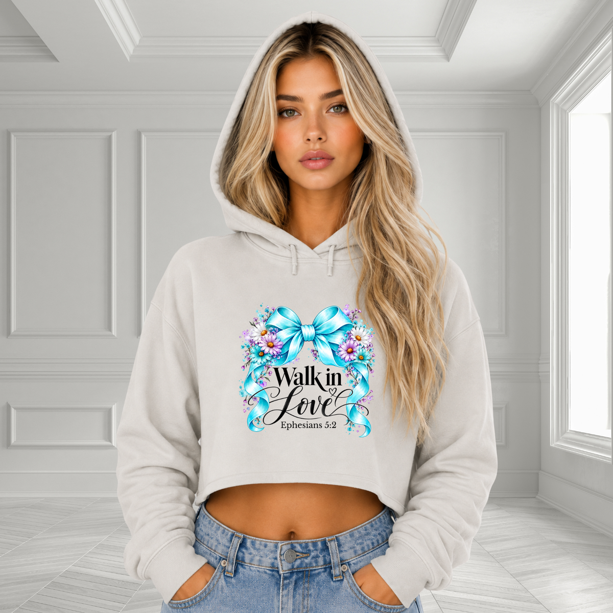 Walk In Love Ephesians 5:2 Crop Hoodie