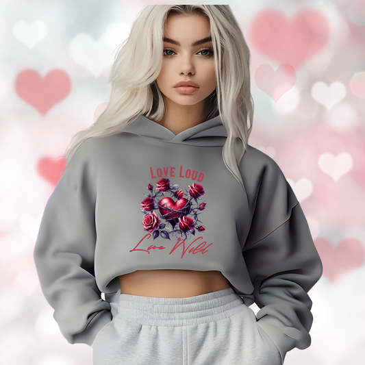 Love Loud Live Wild Crop Hoodie