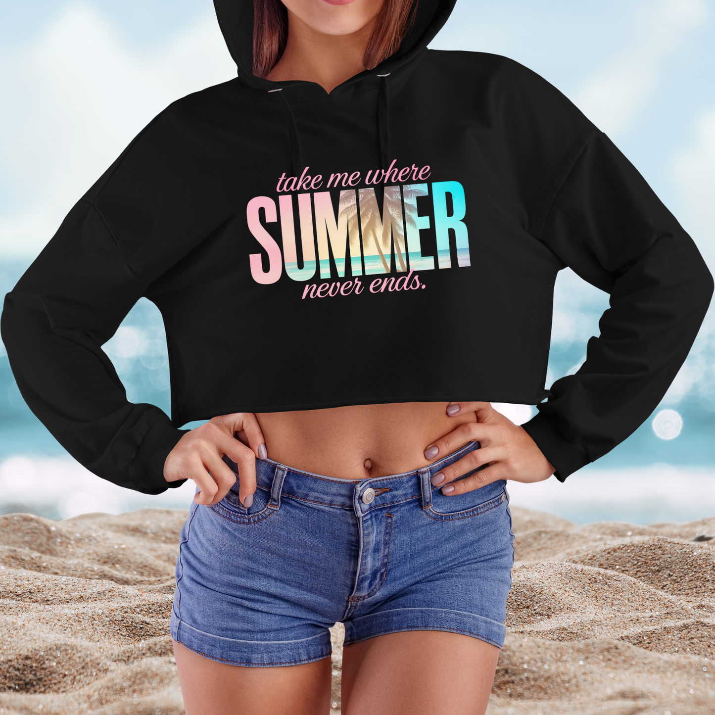 Where Summer Never Ends Crop Hoodie