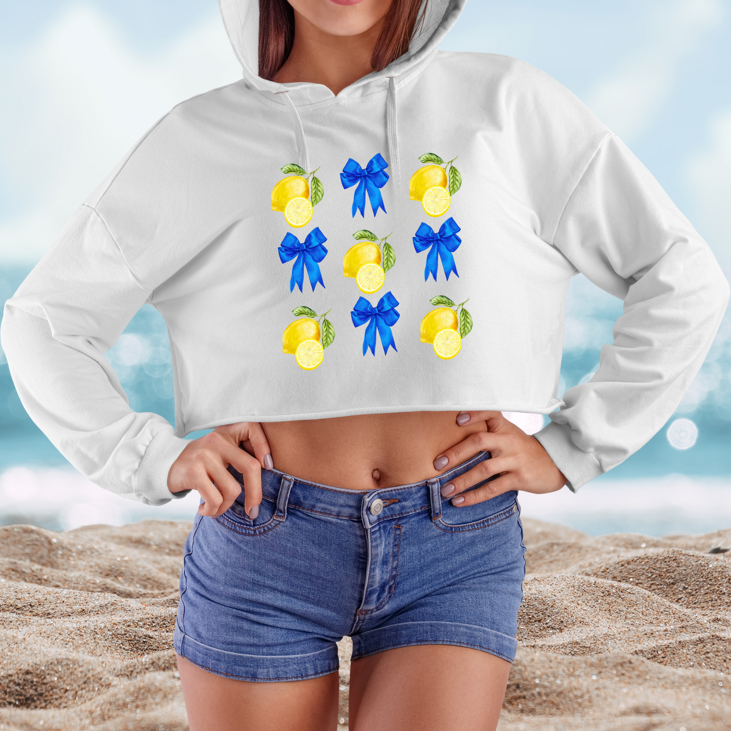 Lemons And Bows Crop Hoodie
