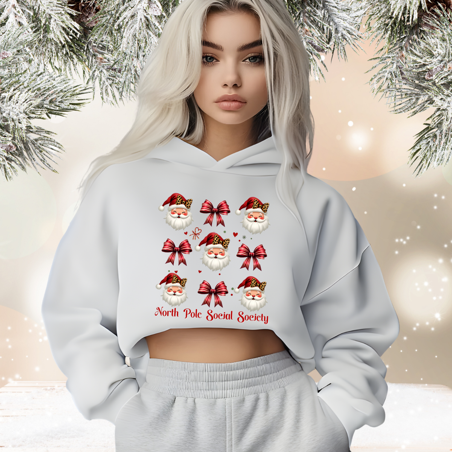 North Pole Social Society Crop Hoodie