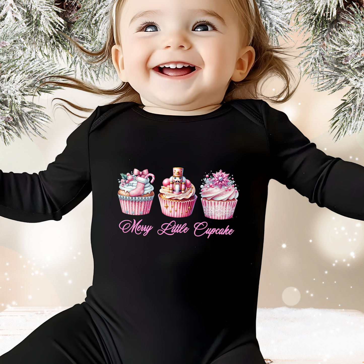 Merry Little Cupcake Infant Long Sleeve Onesie