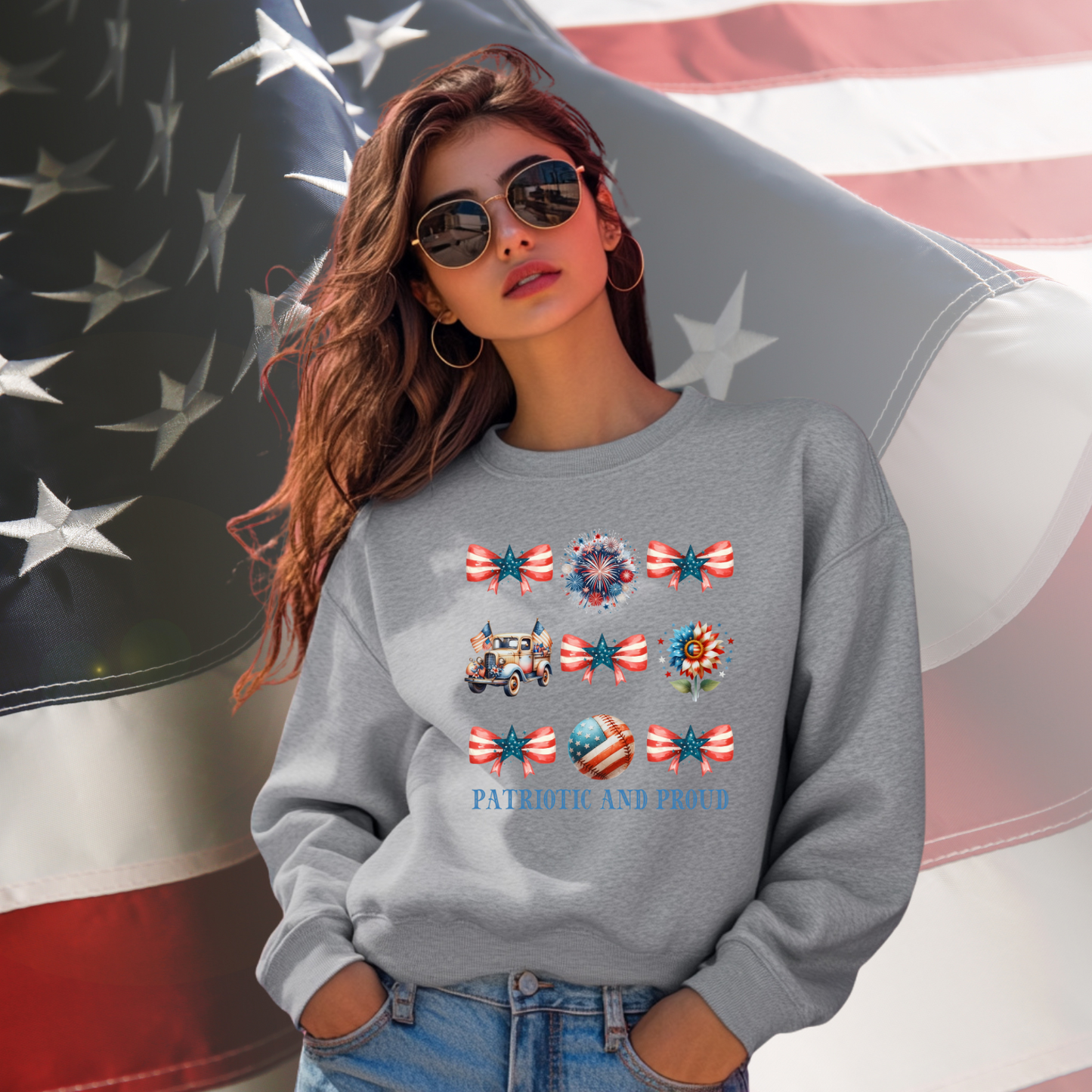 Patriotic And Proud Crewneck Sweatshirt