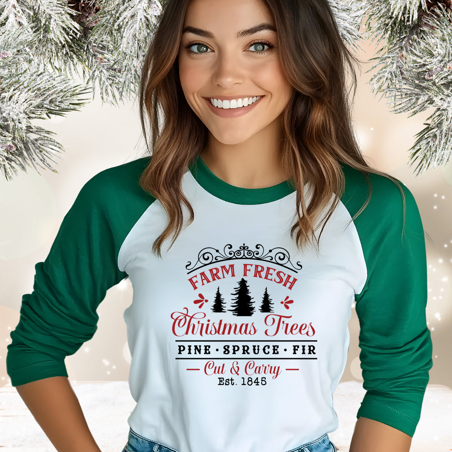 Farm Fresh Christmas Trees Baseball Tee