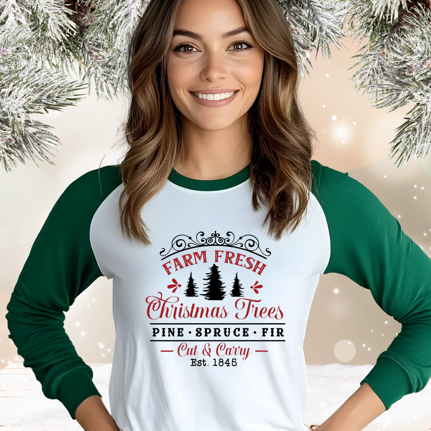 Farm Fresh Christmas Trees Baseball Tee
