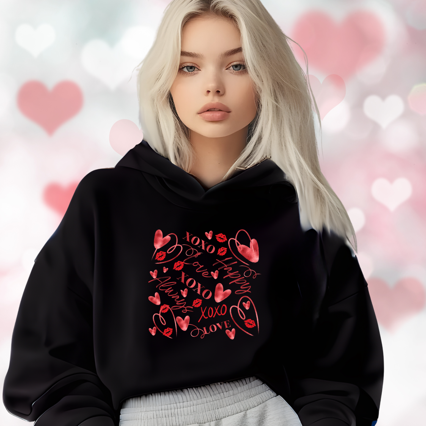 Valentine Word Art Crop Hoodie