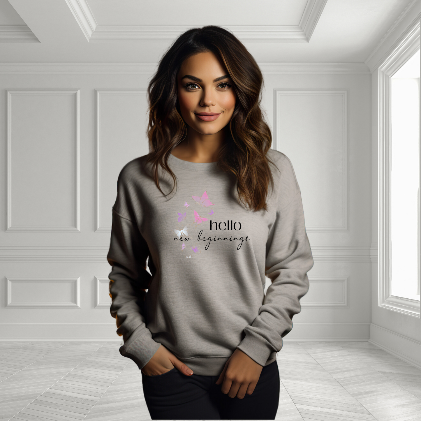 Hello New Beginnings Crewneck Sweatshirt