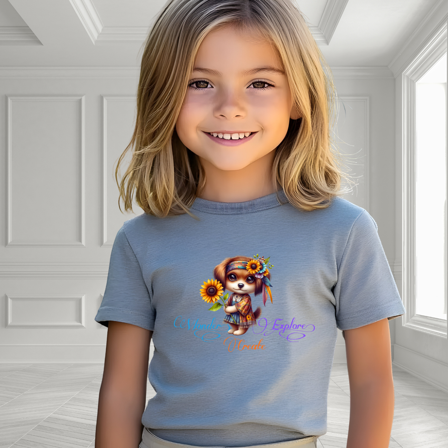 Wonder, Explore, Create Kid’s T-Shirt
