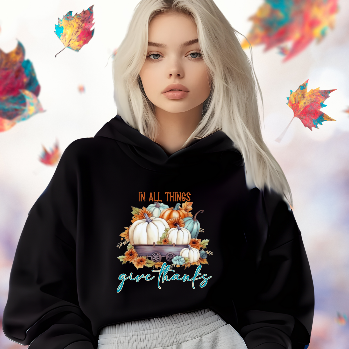 In All Things Give Thanks Crop Hoodie