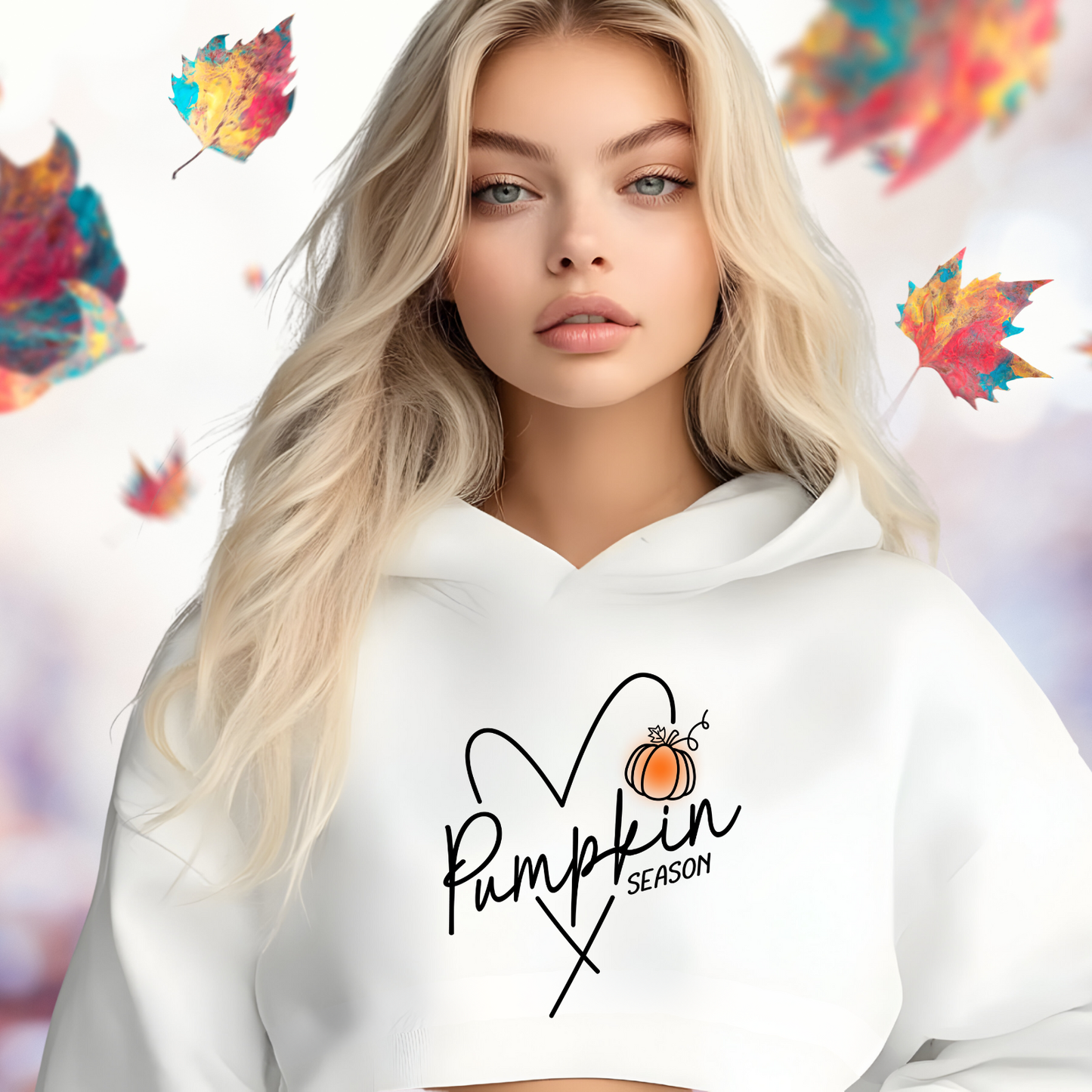 Pumpkin Season Heart Cropped Hoodie