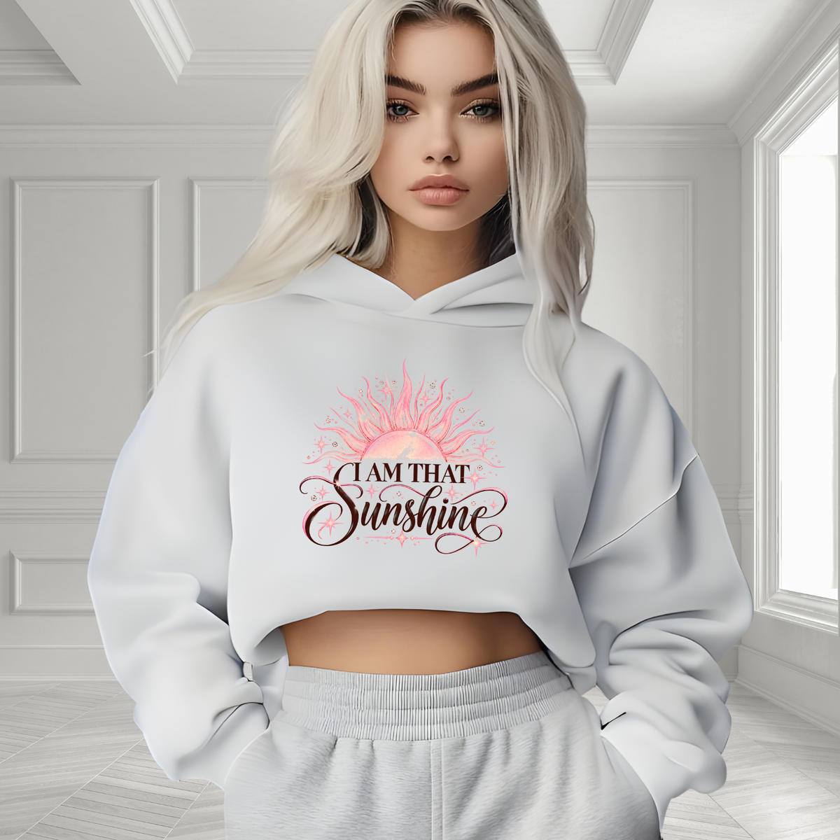 I Am That Sunshine Crop Hoodie