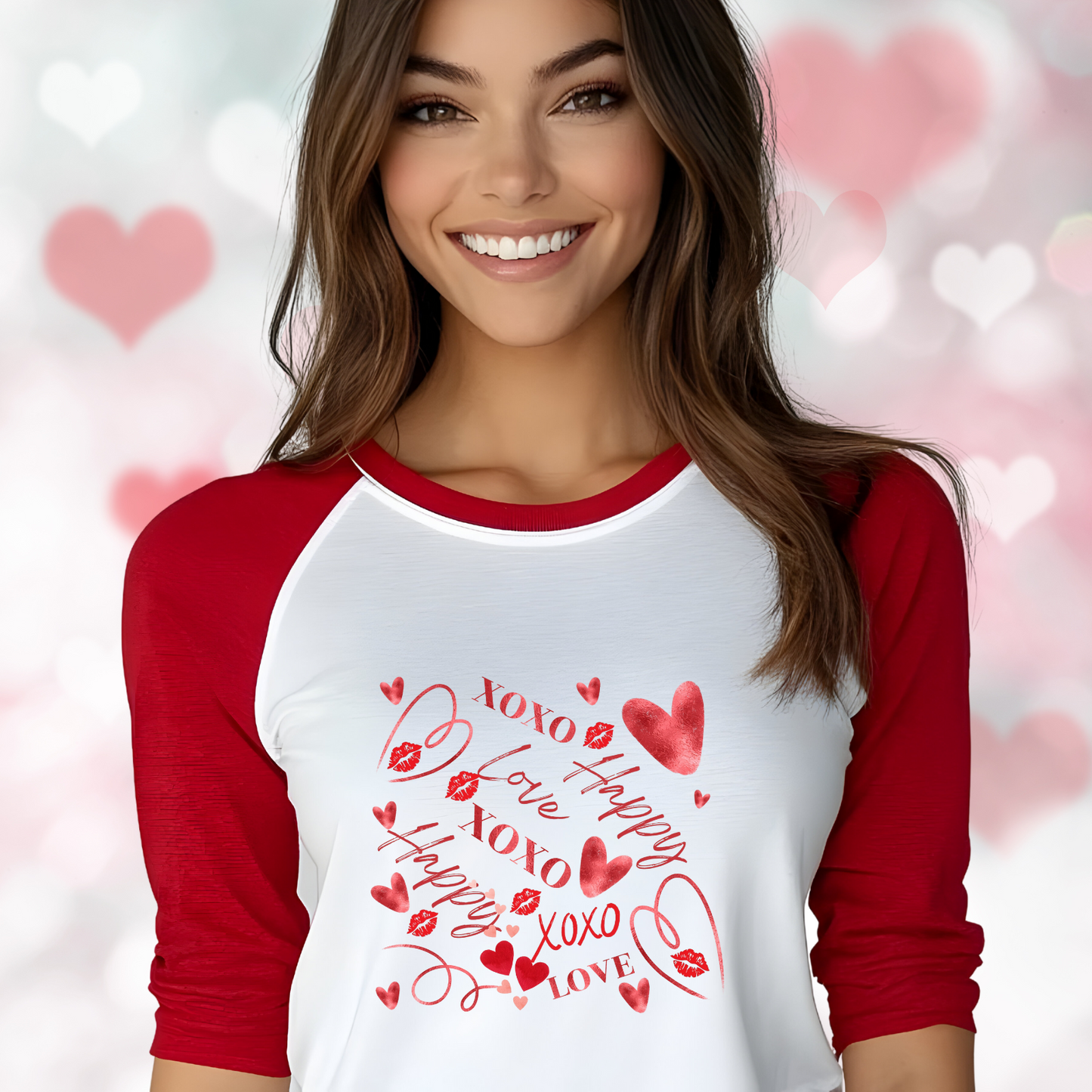 Valentine Word Art Baseball Tee