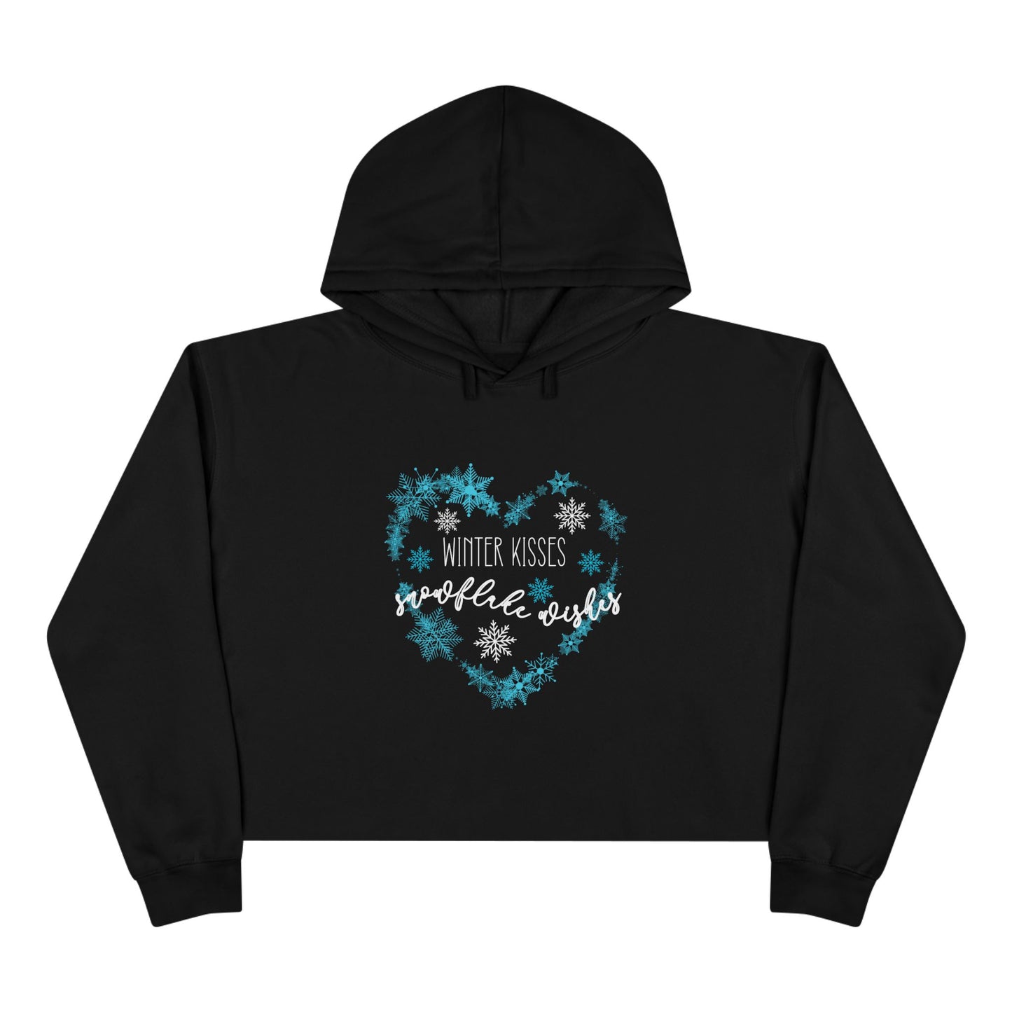 Winter Kisses, Snowflake Wishes Crop Hoodie