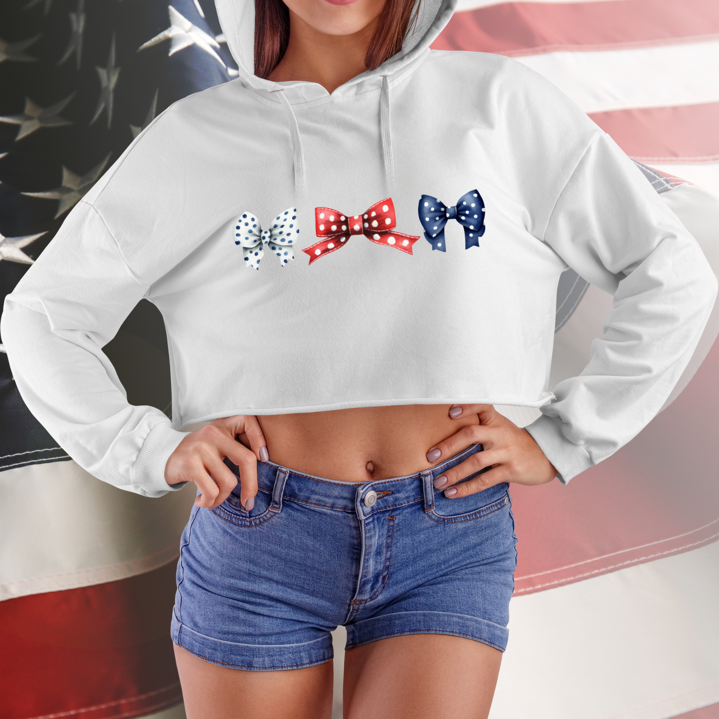 Patriotic Bows Crop Hoodie