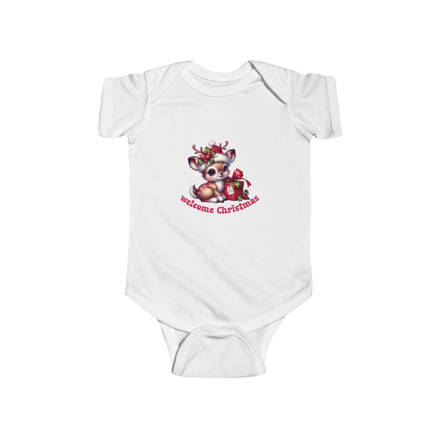 Welcome Christmas Infant Short Sleeve Onesie