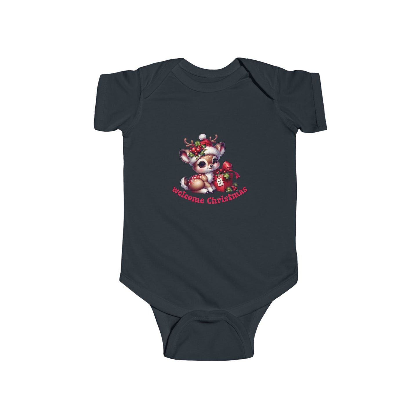 Welcome Christmas Infant Short Sleeve Onesie