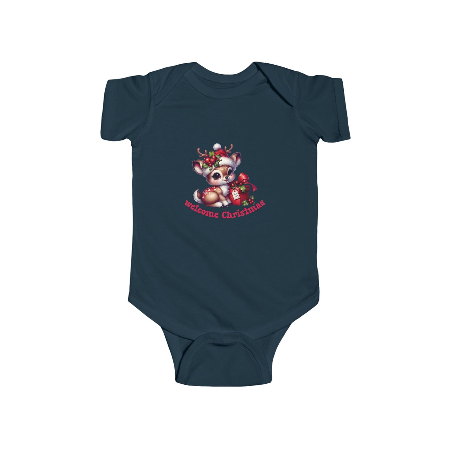 Welcome Christmas Infant Short Sleeve Onesie