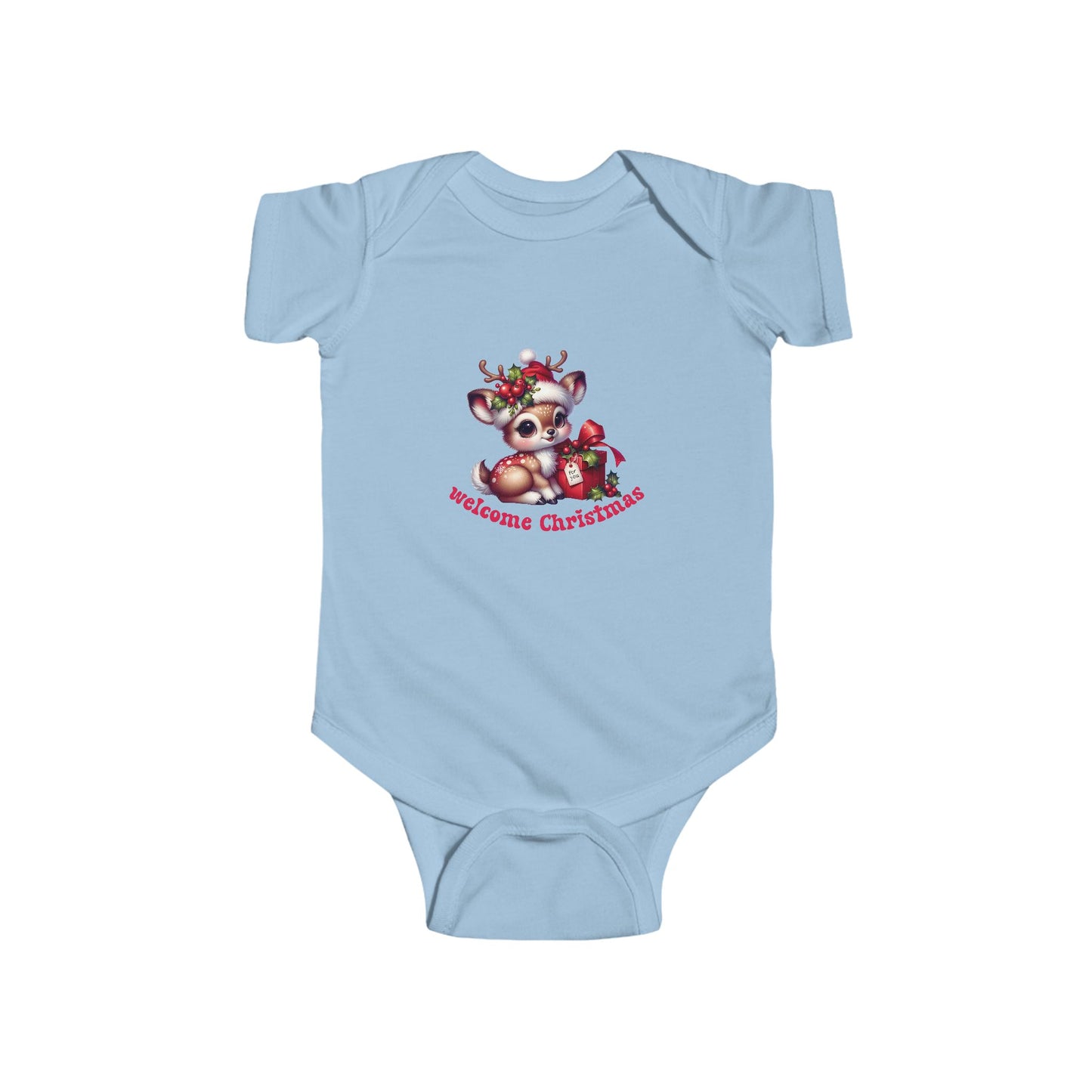 Welcome Christmas Infant Short Sleeve Onesie