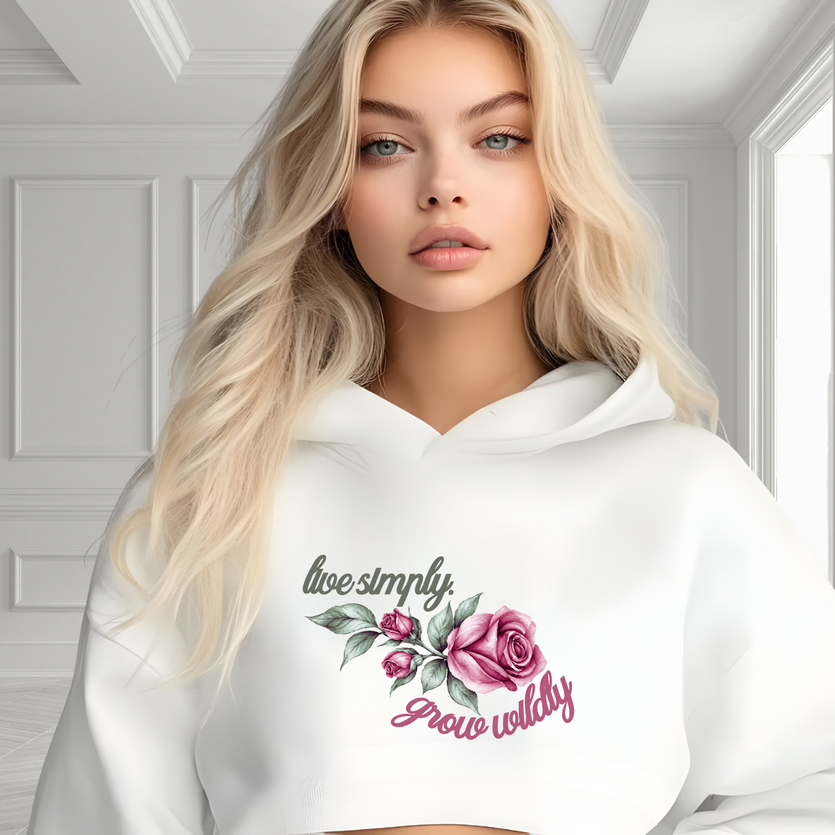 Live Simply, Grow Wildly Crop Hoodie