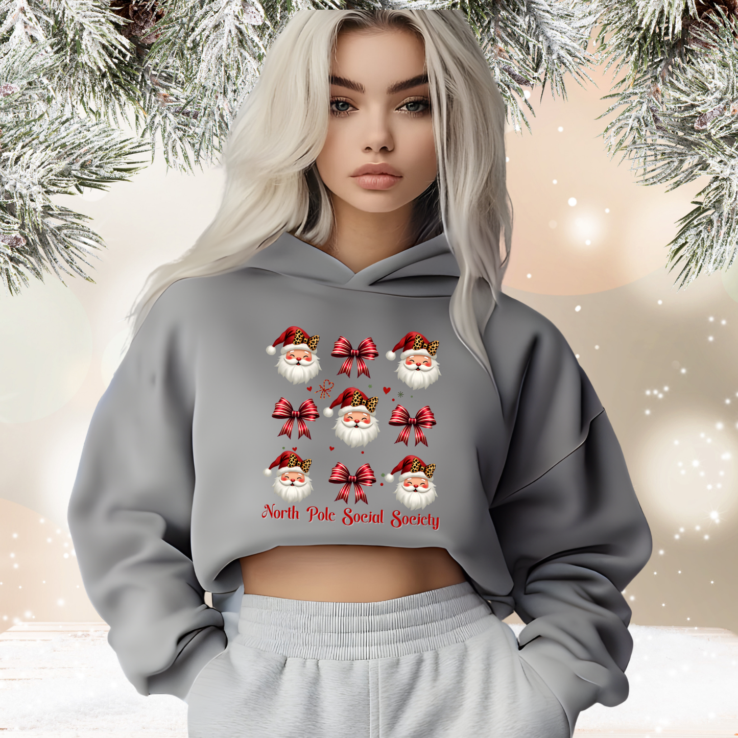 North Pole Social Society Crop Hoodie