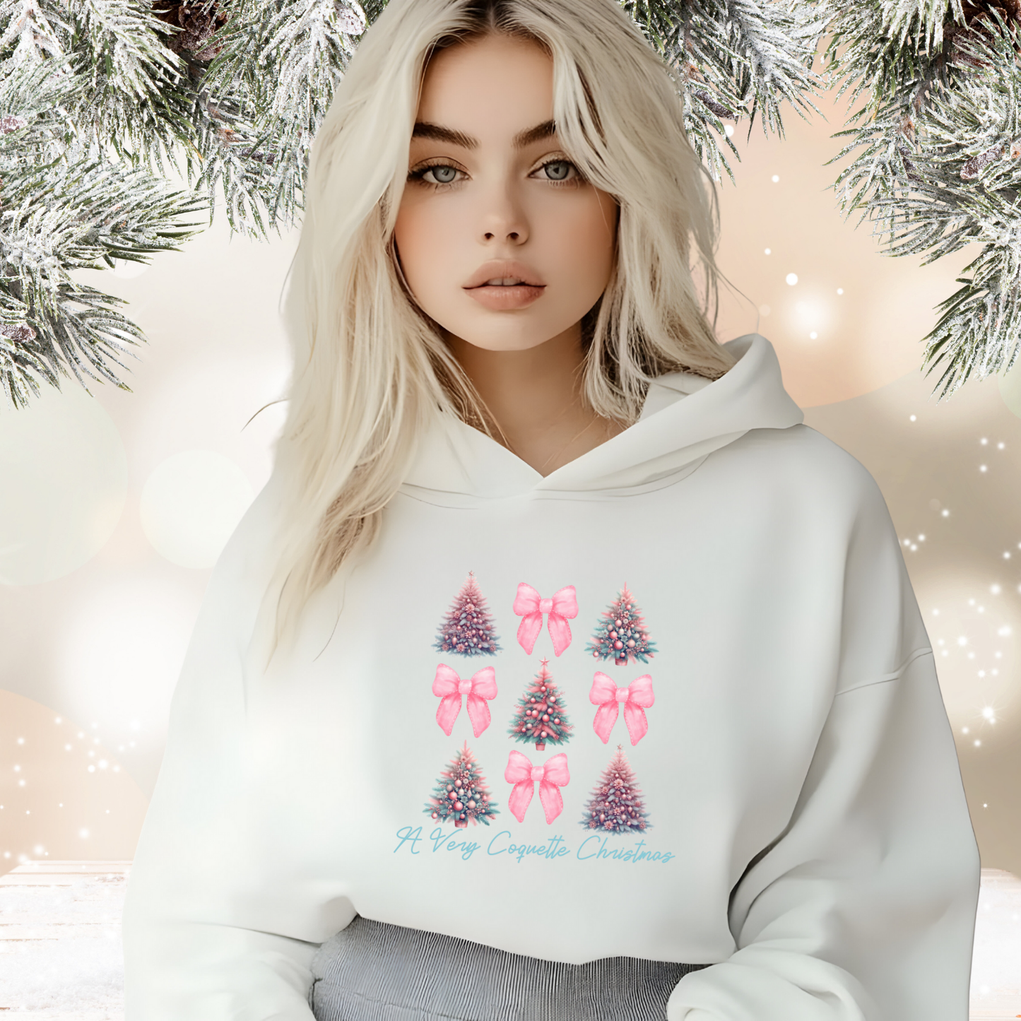 A Very Coquette Christmas Crop Hoodie