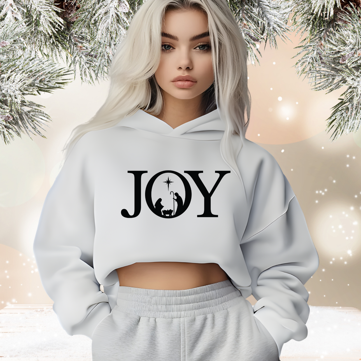 Christmas Joy Crop Hoodie