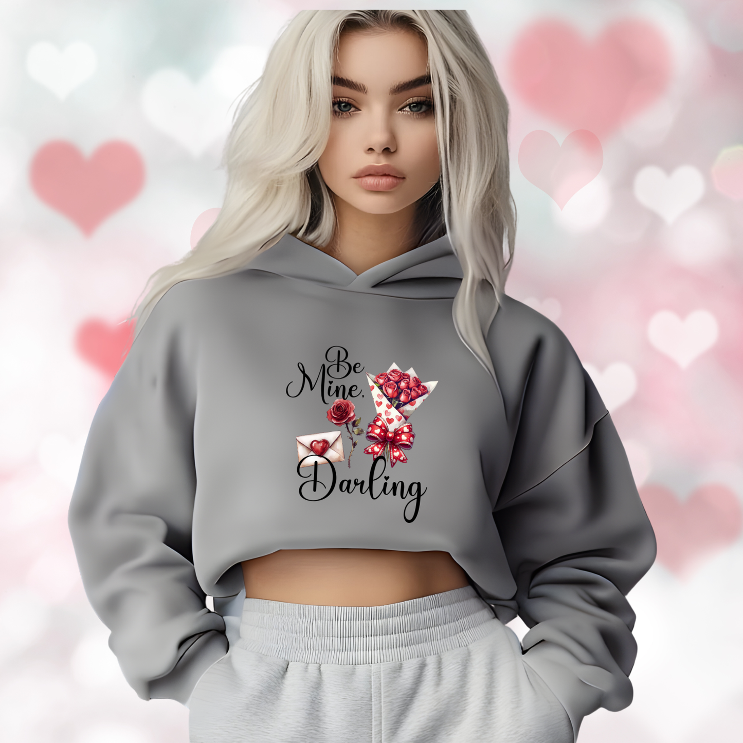Be Mine, Darling Crop Hoodie