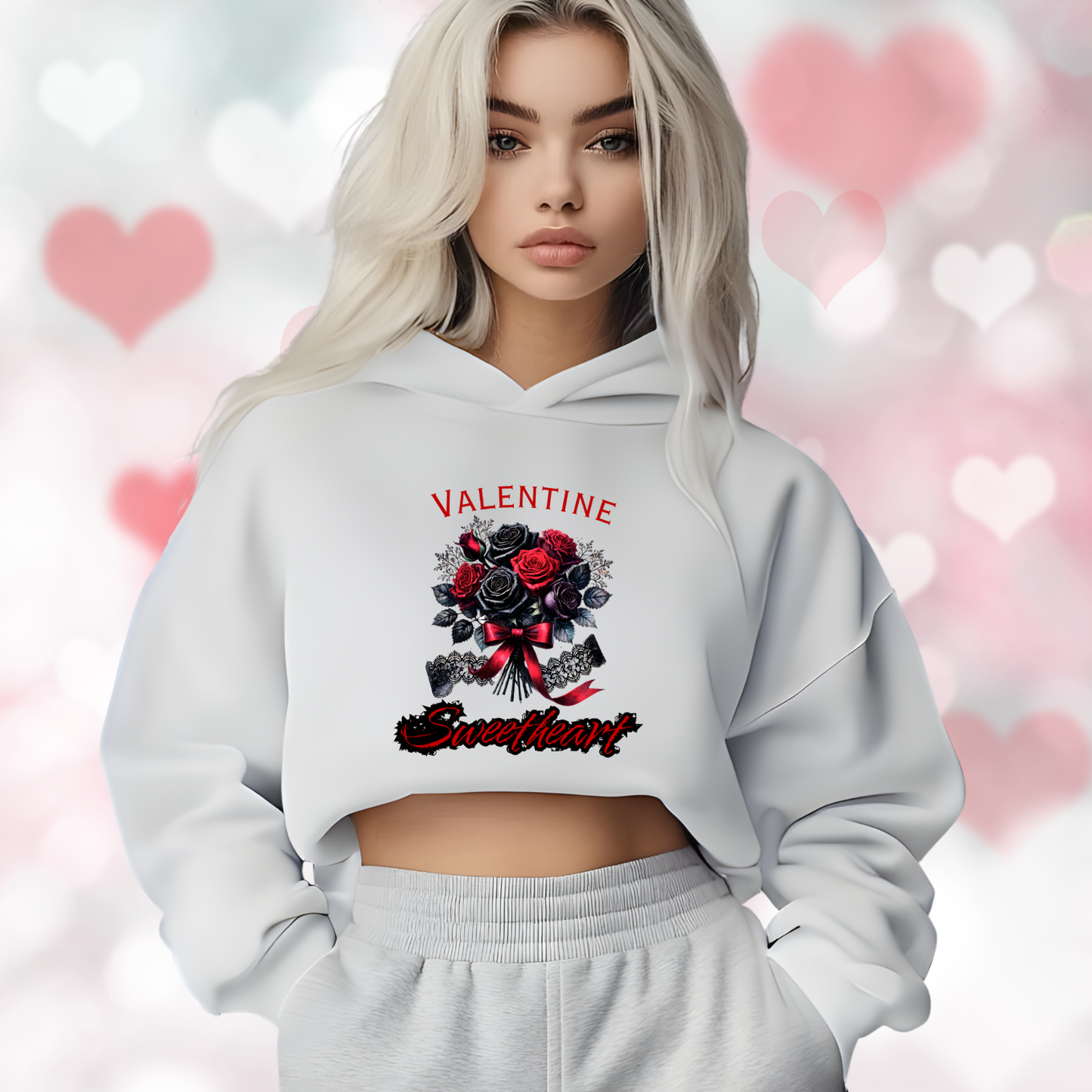 Valentine Sweetheart Crop Hoodie