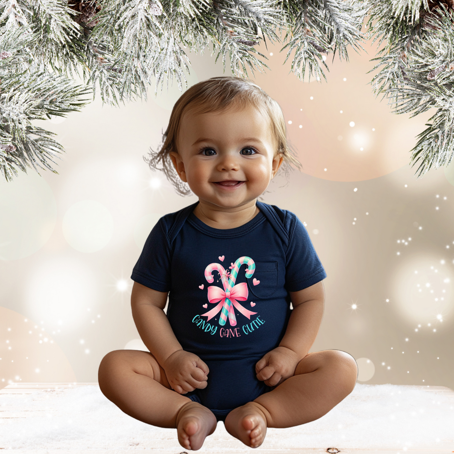 Candy Cane Cutie Infant Short Sleeve Onesie
