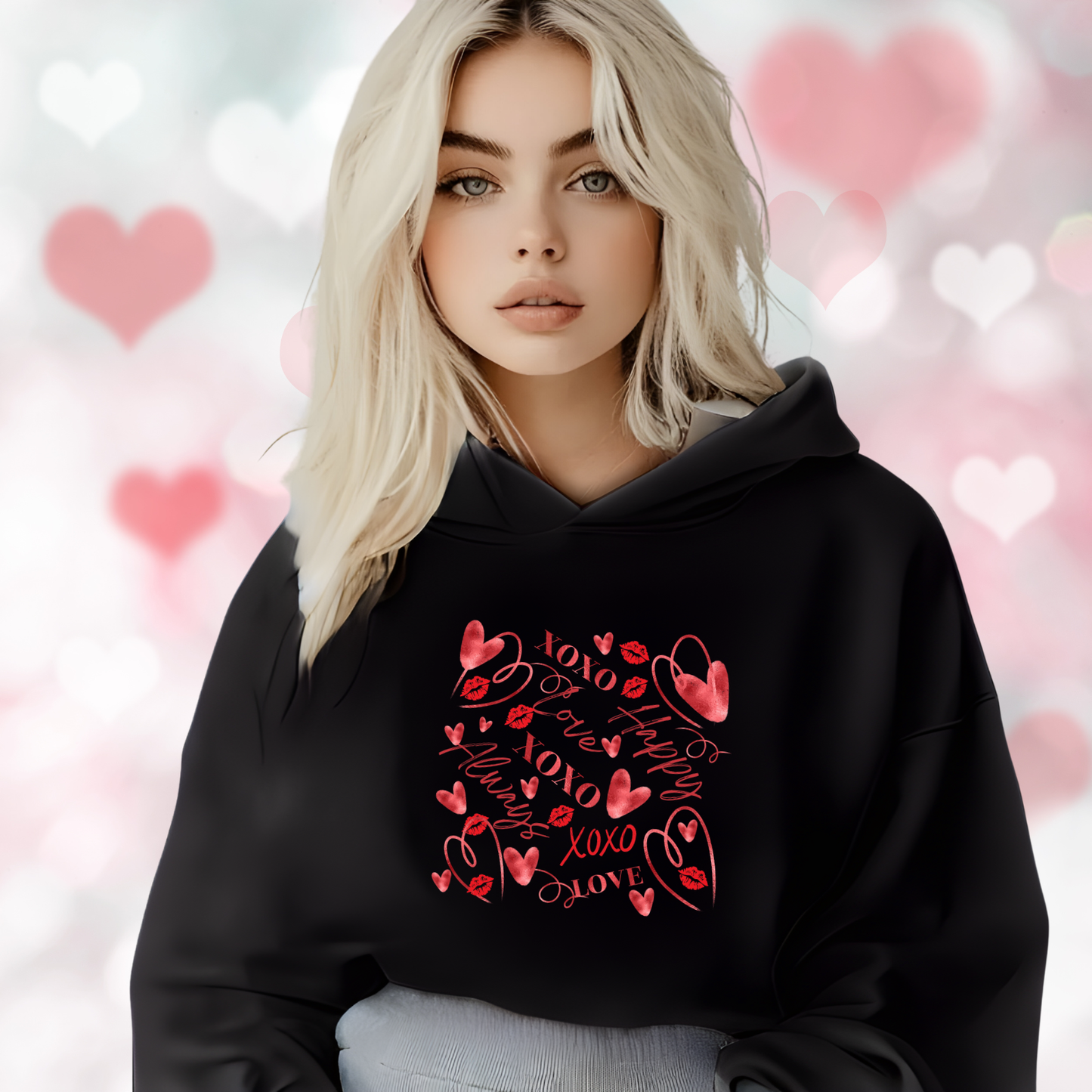 Valentine Word Art Crop Hoodie