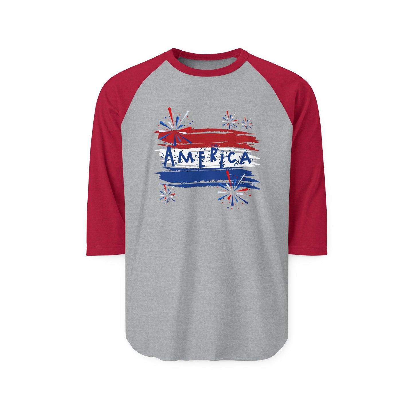 America Firework Burst Baseball Tee