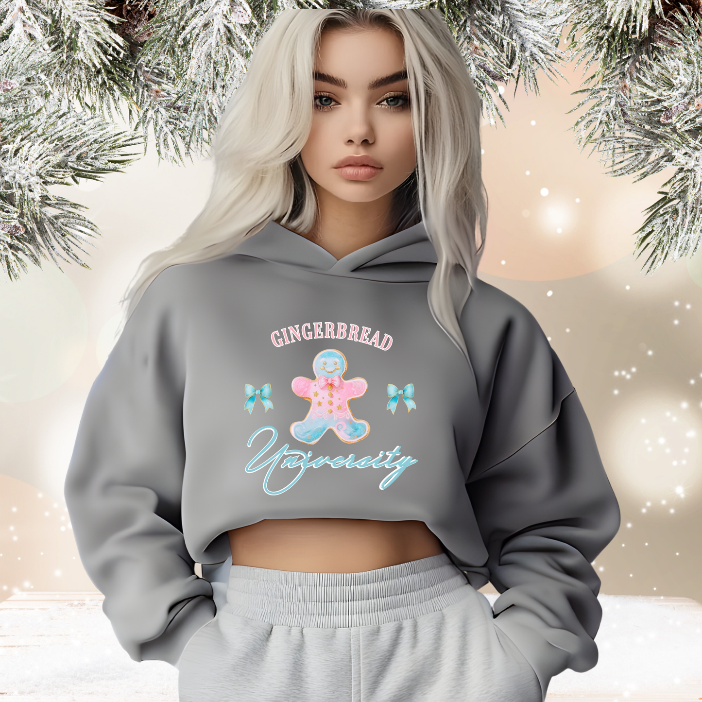Gingerbread University Crop Hoodie