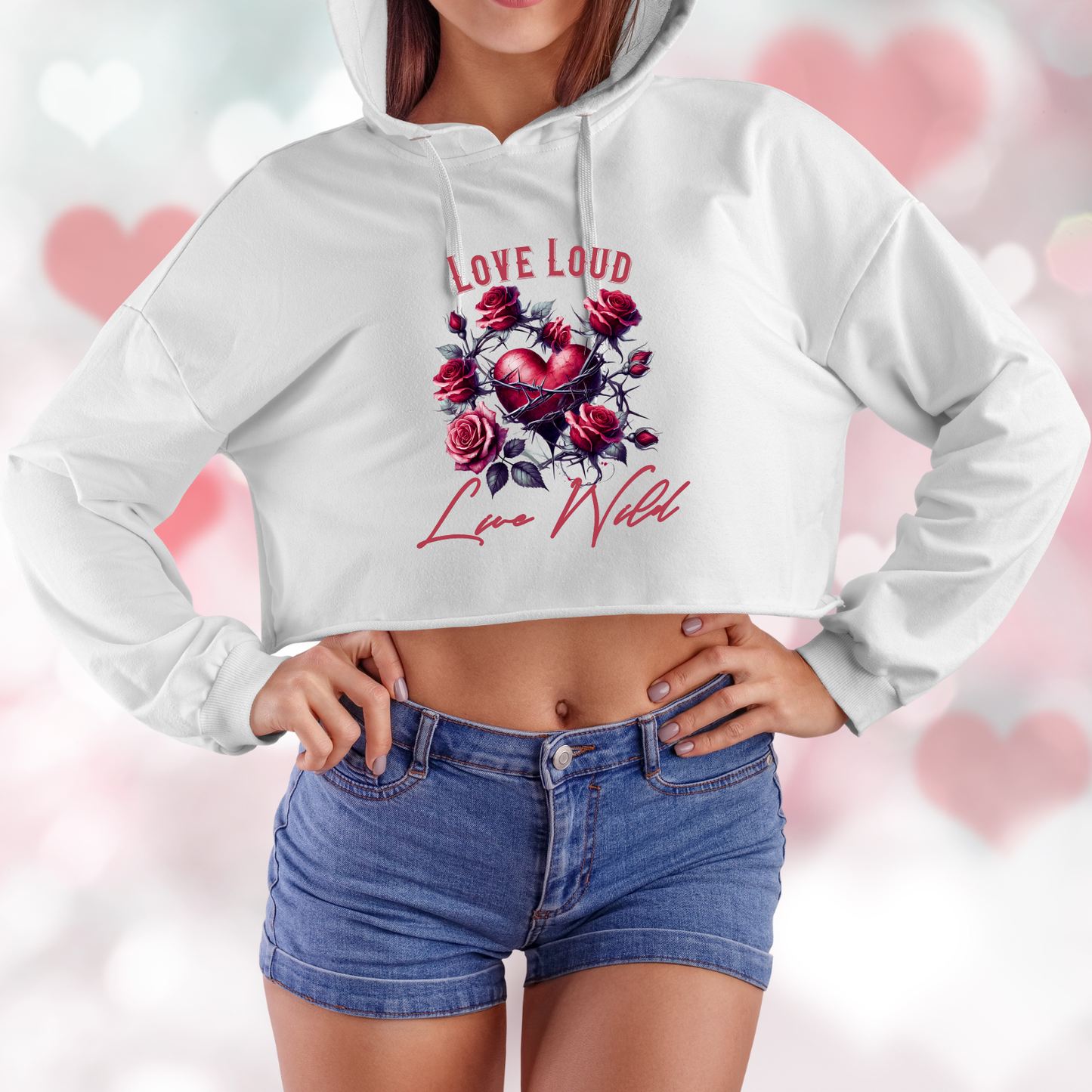 Love Loud Live Wild Crop Hoodie