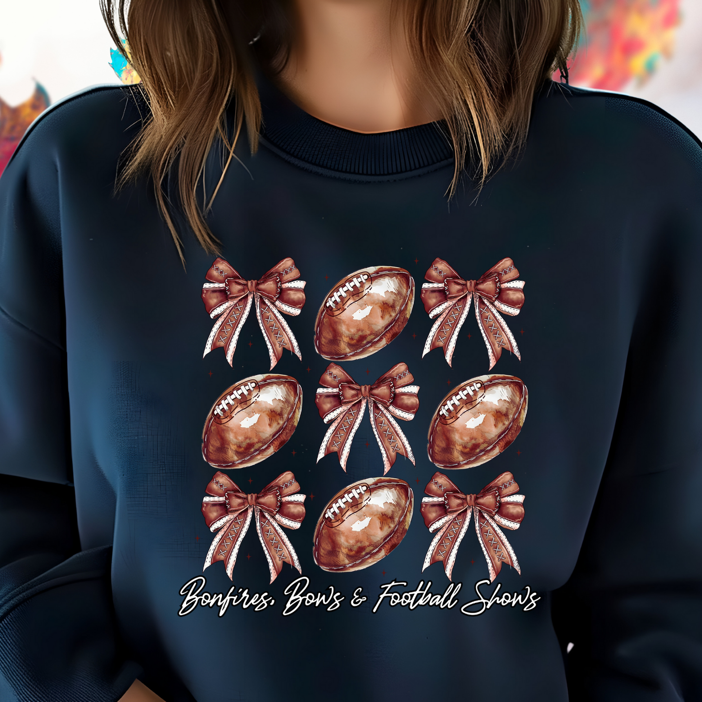 Bonfires, Bows, & Football Shows Crewneck Sweatshirt