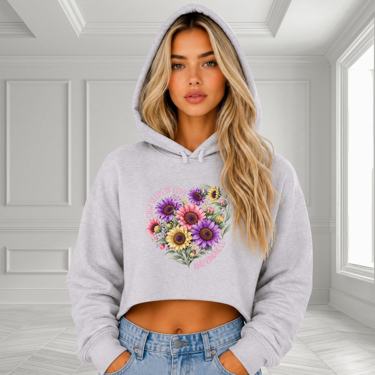 Sow Seeds Of Love And Kindness Crop Hoodie