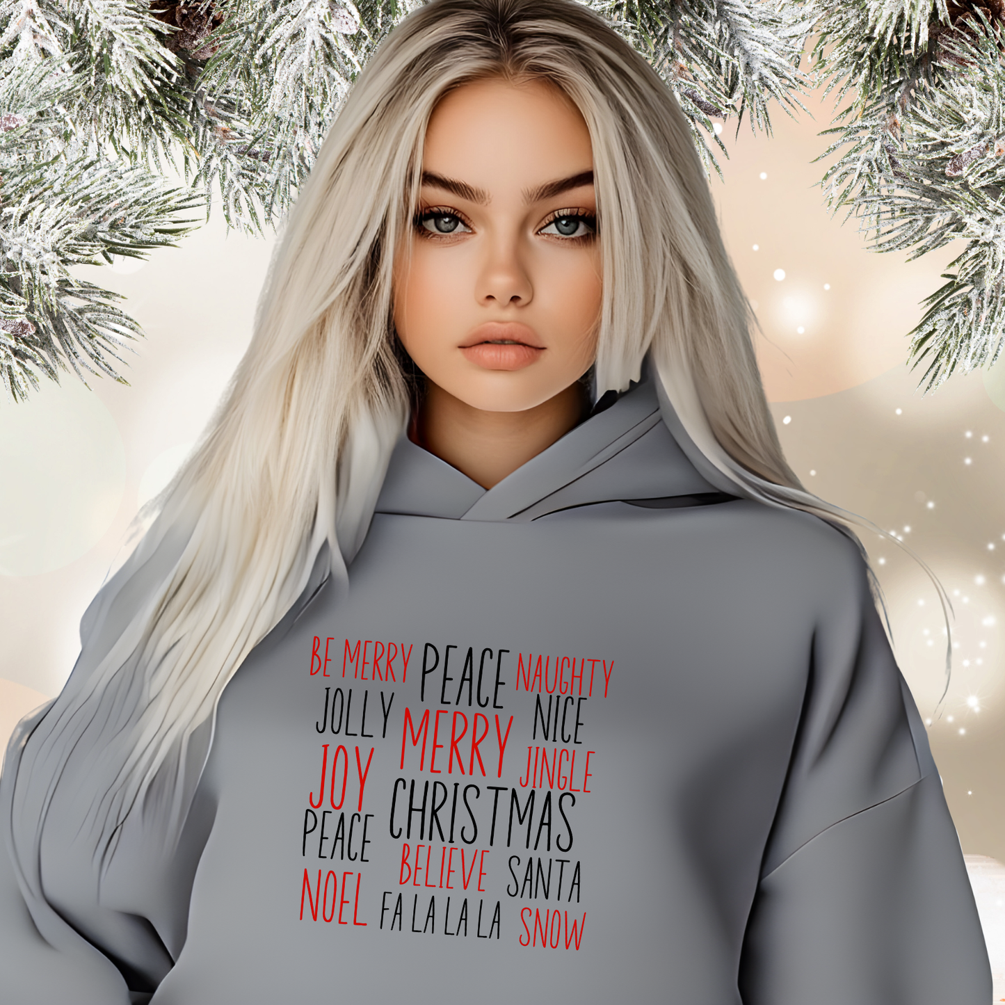 Festive Holiday Words Crop Hoodie