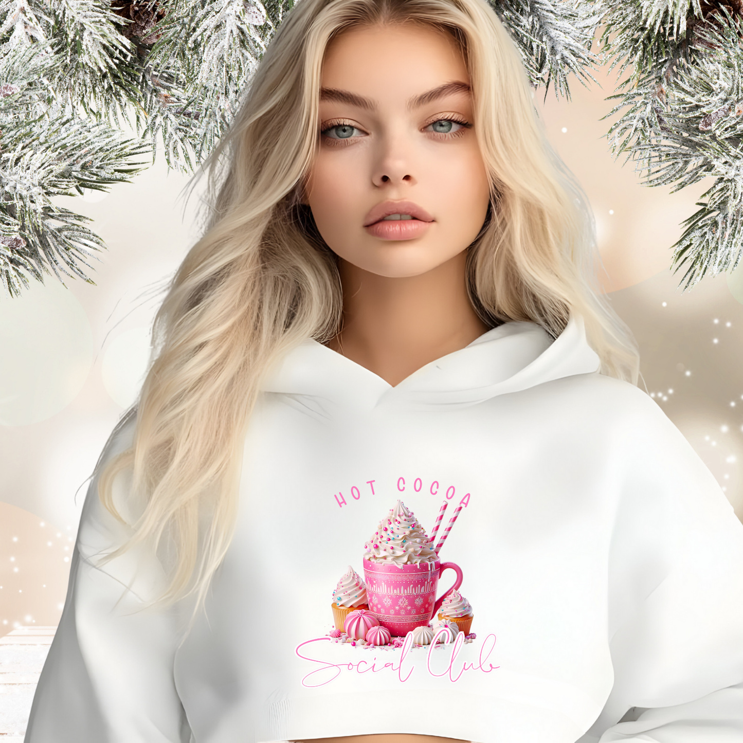 Hot Cocoa Social Club Crop Hoodie