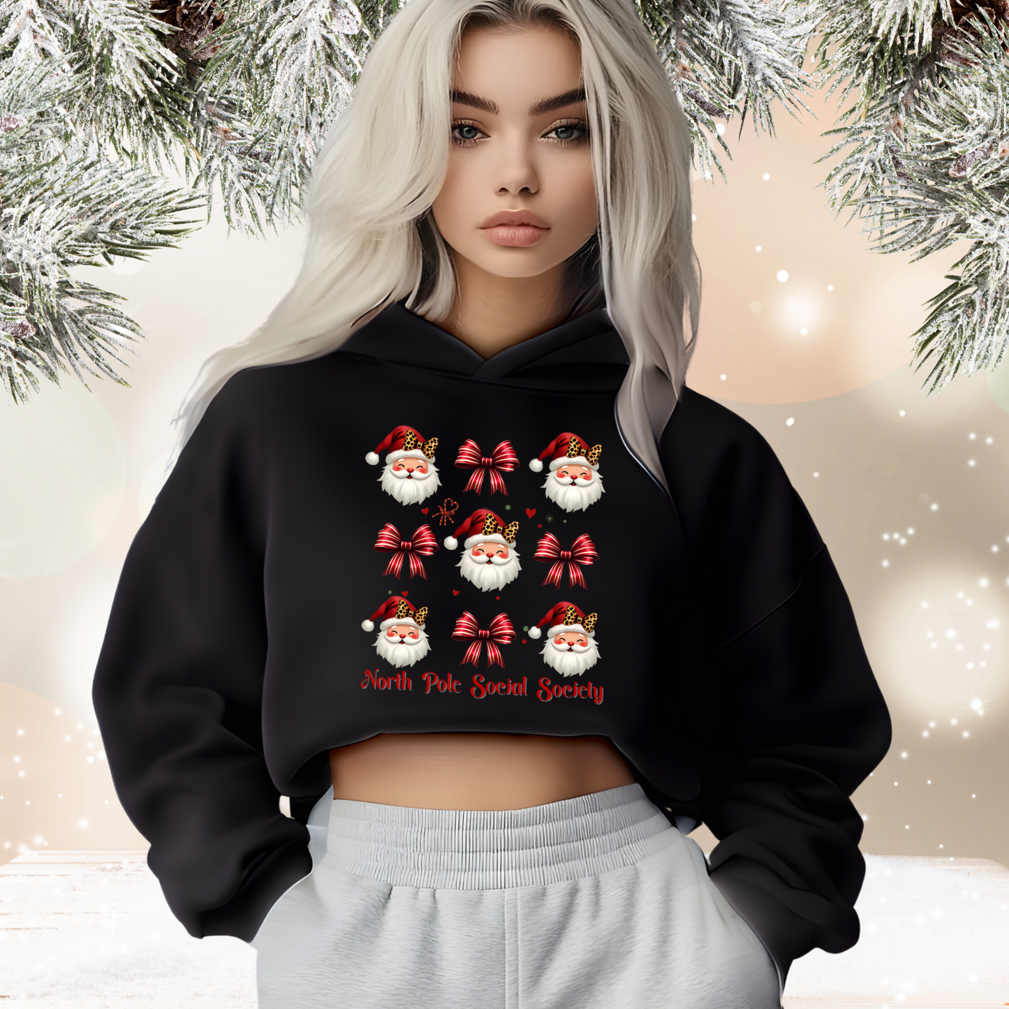 North Pole Social Society Crop Hoodie