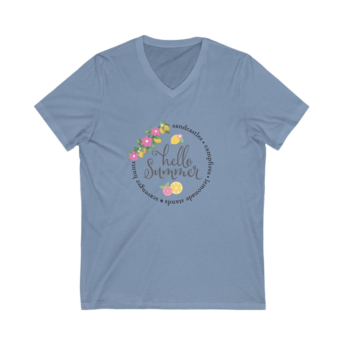 Hello Summer Sandcastles V-Neck Tee