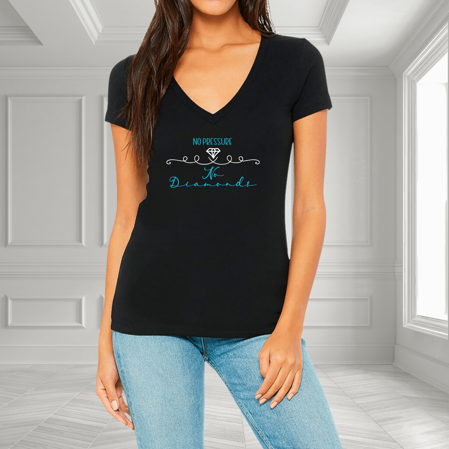 No Pressure No Diamonds V-Neck T-Shirt
