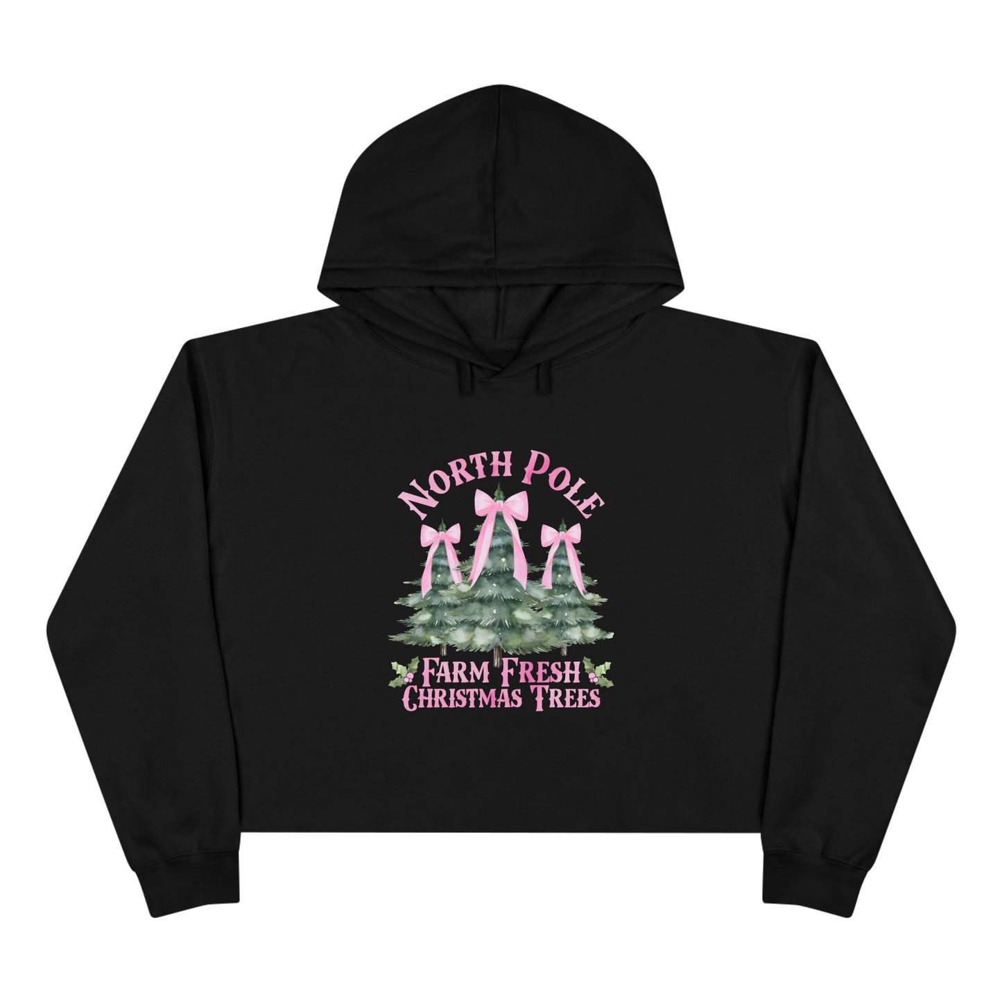 North Pole Christmas Trees Crop Hoodie