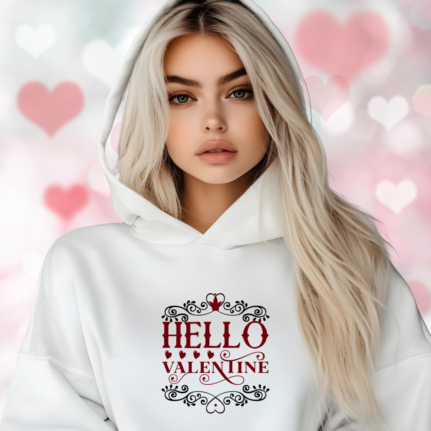 Hello Valentine Crop Hoodie