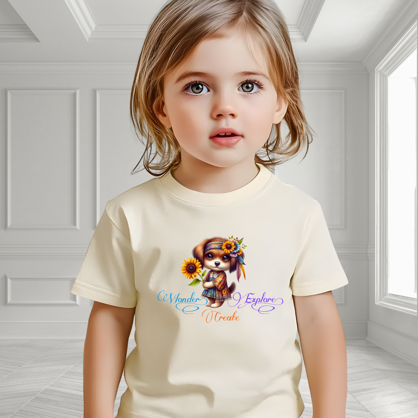 Wonder, Explore, Create Kid’s T-Shirt